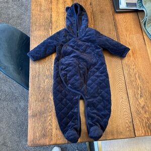 GAP Baby Blue Quilted Onesie with Hood